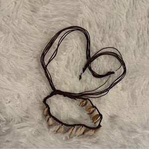 Brown Cowrie Shell Adjustable Bracelet or Necklace